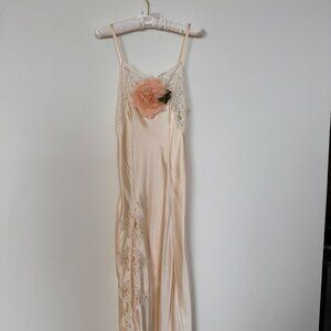 Rodarte Champagne Silk Satin and Lace Bias Slip